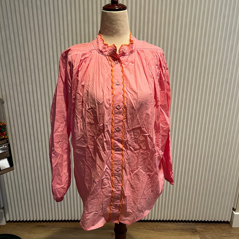 AUR OCEA Women's Long Sleeves Button Shirt Size 4 In Pink